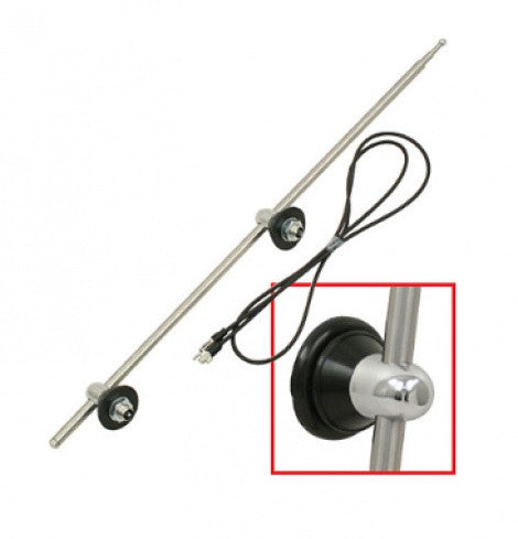 Dual Side Mount Antenna With Chrome Base For Volkswagen T1, Bug, Beetle 1949-1966