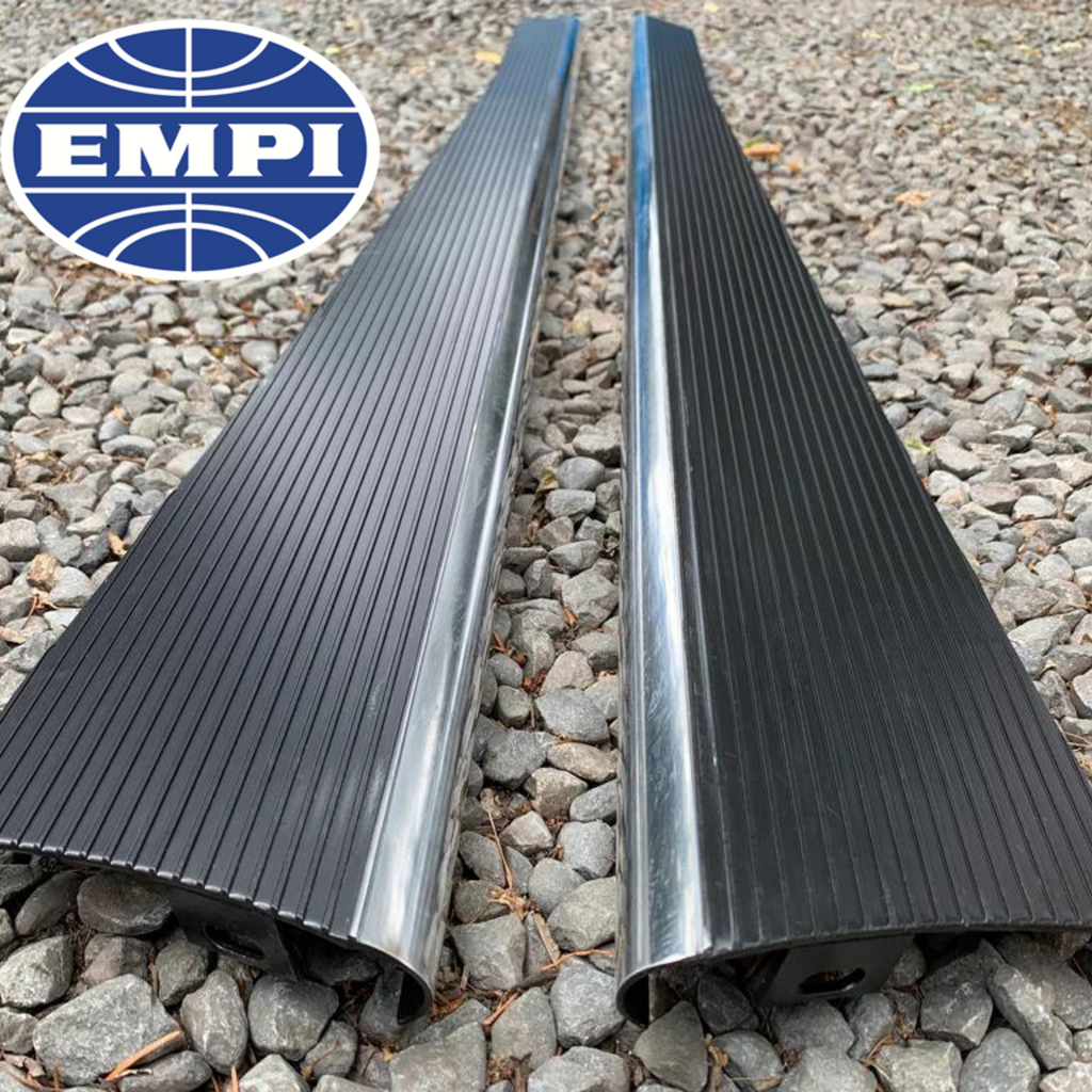 thumbnail image 2 of EMPI 15-3019 Gloss Black & Polished Edge Running Boards For VW Beetle & Super Beetle - Pair 2 of 6