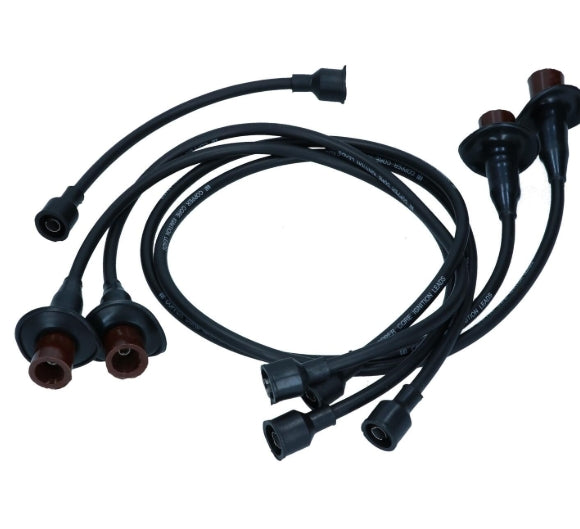 Black Ignition Wires & Smoke Grey Distributor Cap For VW Bug Beetle T2 Bus Ghia