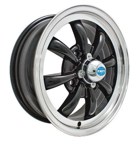 GT-8-Spoke EMPI  5.5 X 15 (4x130) GLOSS BLACK WHEELS (9682)