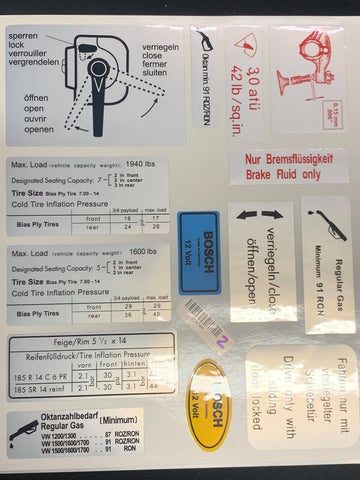 Sticker Kit Sheet, Kombi 1968-79