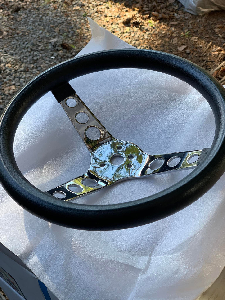 Foam Steering Wheel 12.5" CHROME 3-Spoke