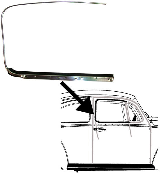 WINDOW TRIM ALUMINIUM, W/SCRAPER, LEFT & RIGHT - Beetle 1964 to 1979