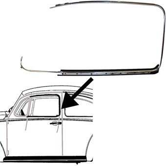 WINDOW TRIM ALUMINIUM, W/SCRAPER, LEFT & RIGHT - Beetle 1964 to 1979