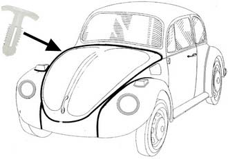 Bonnet/Door Seal Clips, Beetle 1972-79