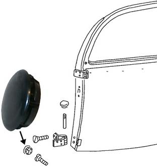 DOOR HINGE BOLT PLUG, PLASTIC, BLACK OR WHITE - Beetle 1960 to 1979