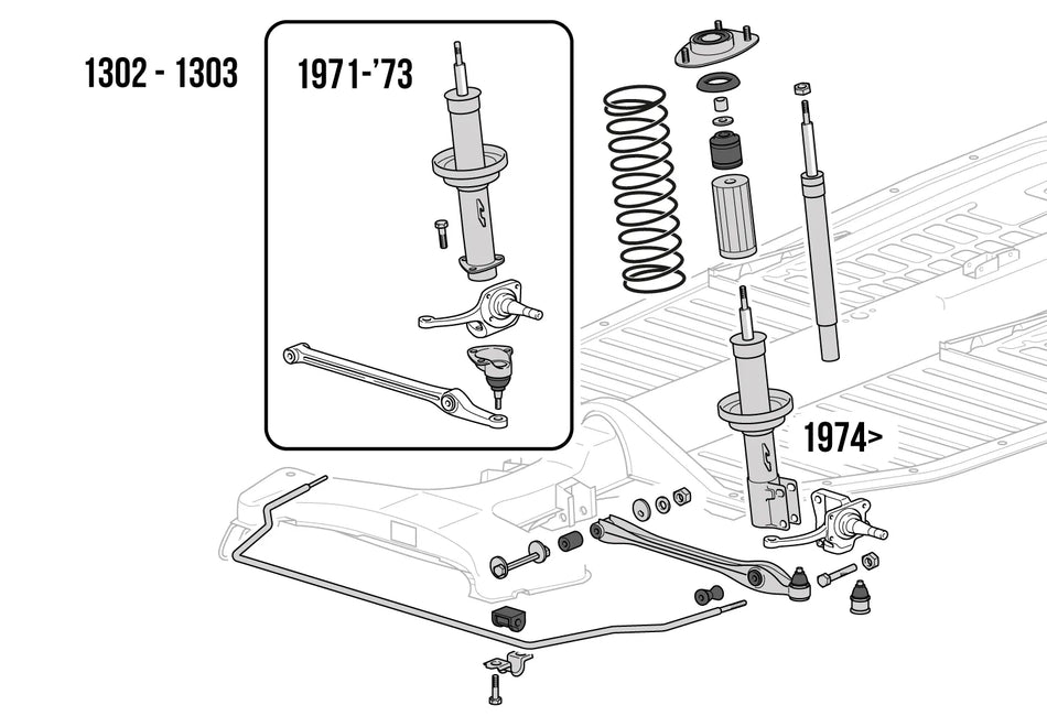 Eccentric Bolt & Washers, Beetle 1971-79