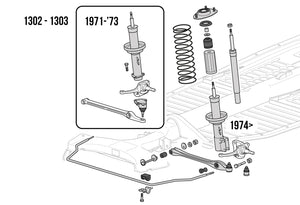 Eccentric Bolt & Washers, Beetle 1971-79