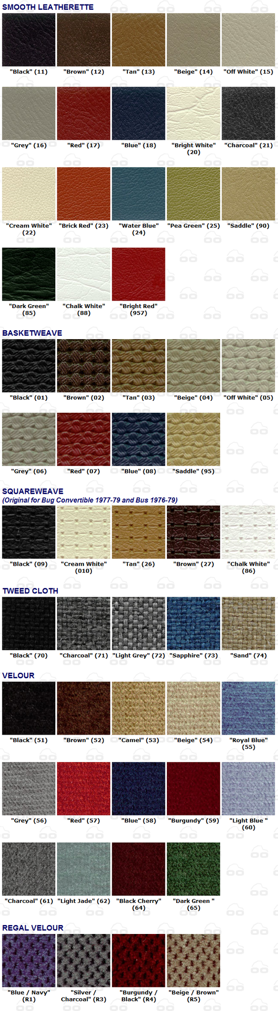 Seat Covers , Beetle 1958-67 full set