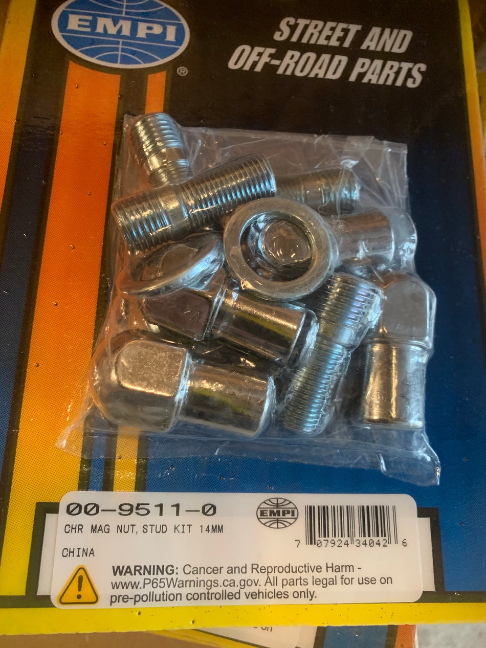 Wheel Nut Stud kit (chrome mag kit), 14mm