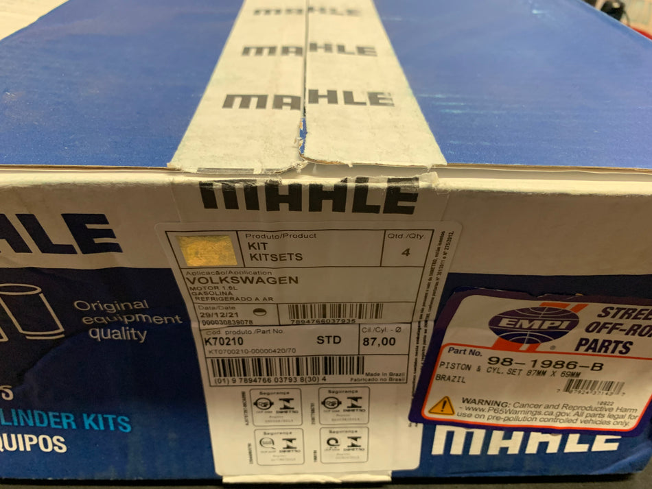 MAHLE 1641cc cast Piston Set, 87mm x 69mm