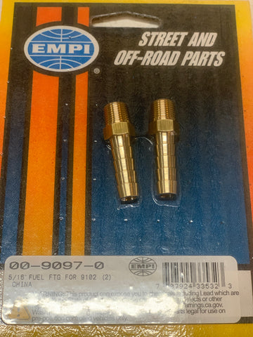 STRAIGHT BRASS FUEL FITTINGS, MALE 1/8" NPT X 5/16" BARBED