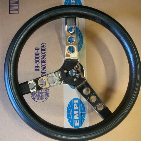 Foam Steering Wheel 13.5" CHROME 3-Spoke
