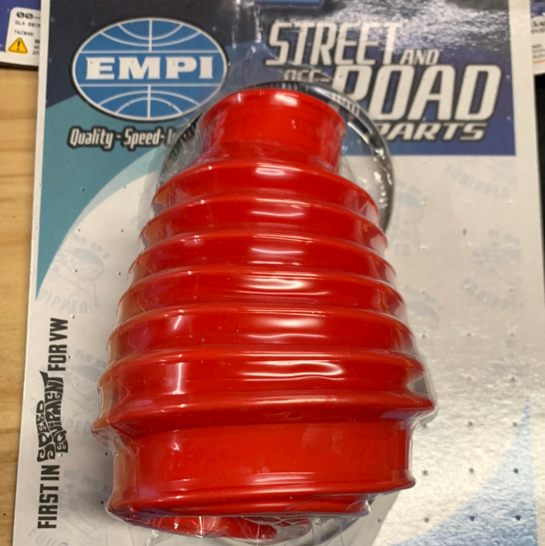 EMPI VW Bug Swing Axle Boot Kit - Deluxe Red Boots With Stainless Clamps Pair