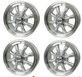 WHEEL, GT-8, SILVER WITH POLISHED LIP SET OF 4 - Beetle/Ghia/Kombi 1965 to 1986